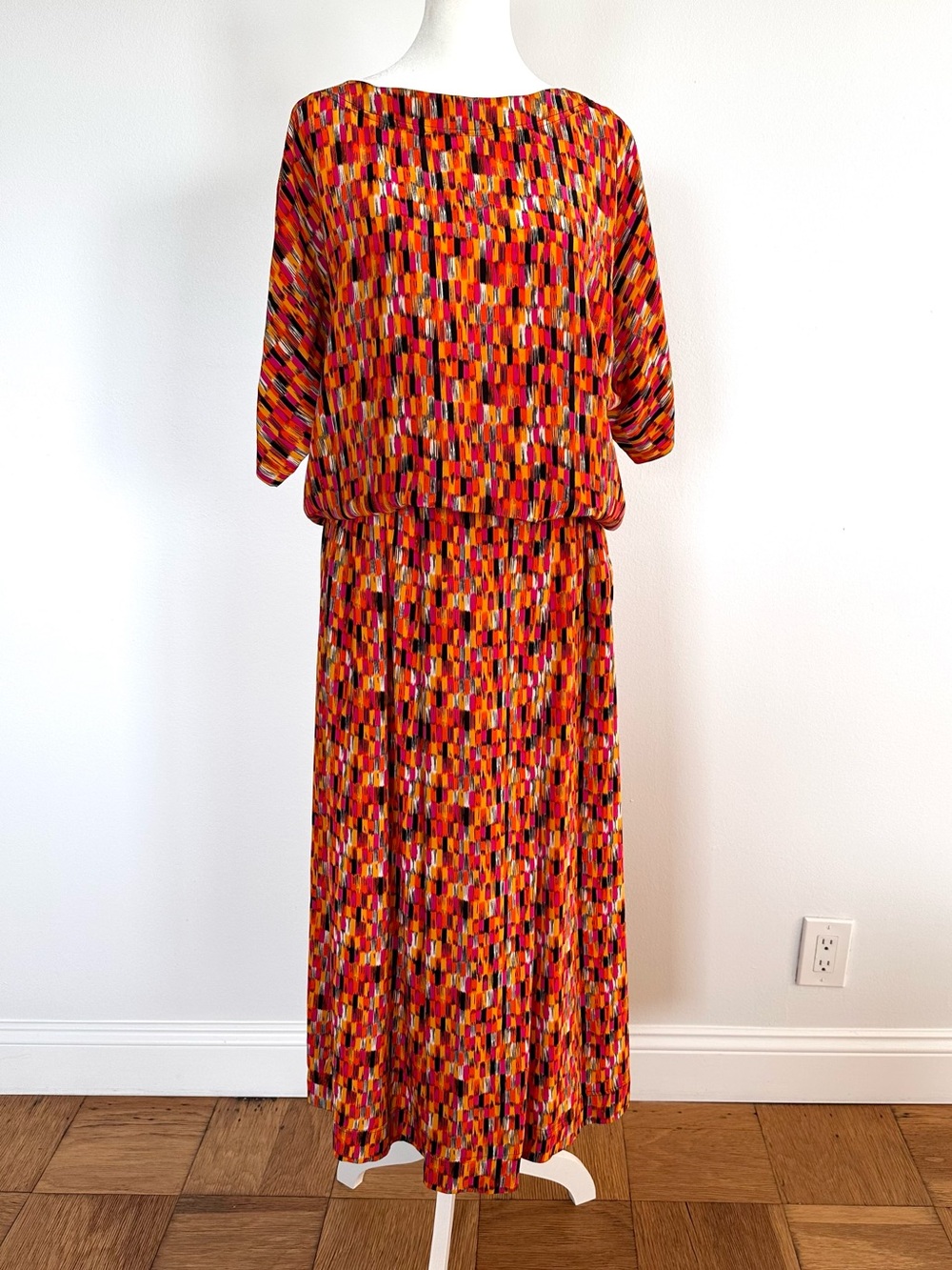 Vintage 100% Silk Abstract Print 2-Piece Skirt Set Top Sz 8 Skirt Sz 10